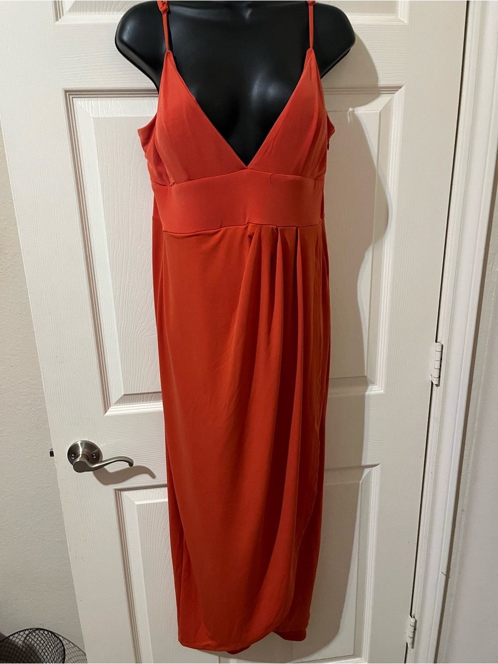INC International Concepts Rust-Orange Sleeveless V-Neck Maxi Dress
